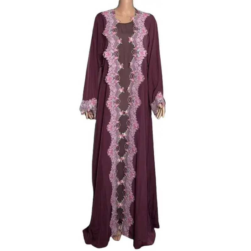 Women's Islamic 3-Piece Silk Open Abaya, Modest Fashion Wear