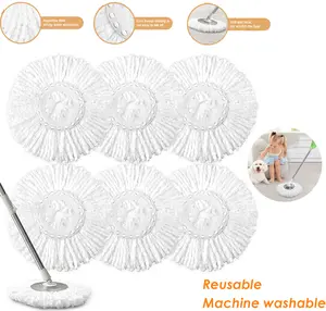 Spin Mop Replacement Head, Round Spin Mop Head Refill for 360 Spin Mop Systems, Compatible Mop Head for Household Cleaning Supplies