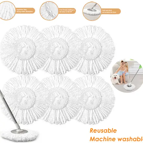 Reusable Washable Microfiber Rotating Mop Pads - Economical, Water-Absorbent Round Refills for 360 Spin Mops, Compatible Household Accessories, Clean Floors Solution
