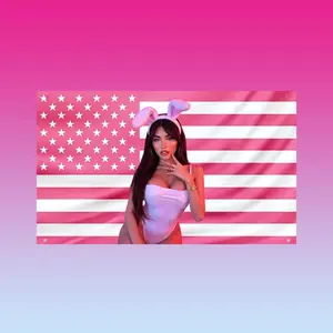 Madison Beer Pink American Flag  Hot Girl Bunny Ears US Flag Wall Decor Tapestry