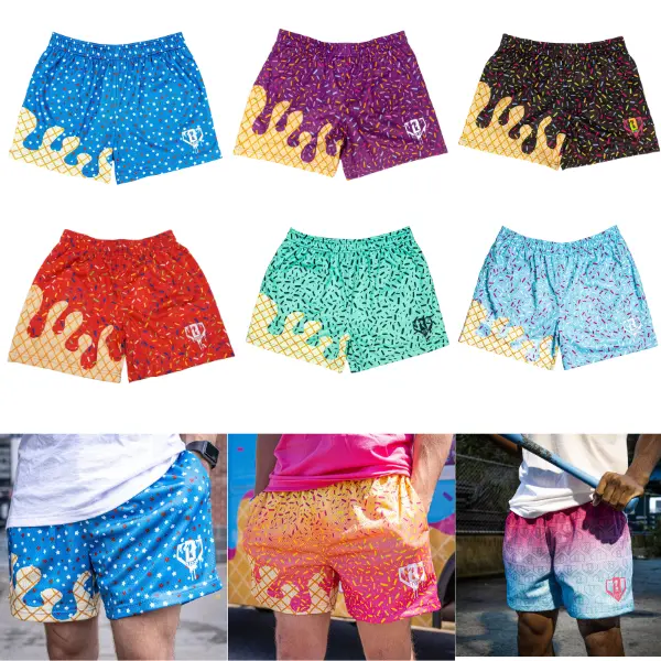 BASEBALL LIFESTYLE 101 Ice Cream, Pencil Shorts, Freeze Pop Shorts | Lightweight Quick-Dry Athletic Shorts for Youth & Adults | Breathable Summer Sportswear