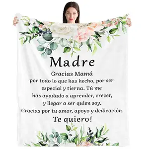 Madre Floral Sublimation Gifts Blanket Throw Blanket - Soft and Cozy Polyester Fleece Blanket for Couch Bed Sofa