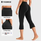 YEOREO Ease Women's 21" High Waisted Capri Flare Leggings - Buttery Soft, Tummy Control, Hidden Scrunch, Comfy Pants, Womens Only Gym Clothing, Back to School Clothes,outdoorfun