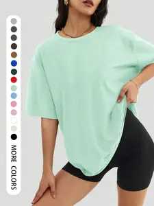 Women's Loose-Fitting Casual Basic Solid Color T-Shirt, Soft Breathable Fabric for Everyday and Commute Wear, Fashionable and Comfortable Top, Lady