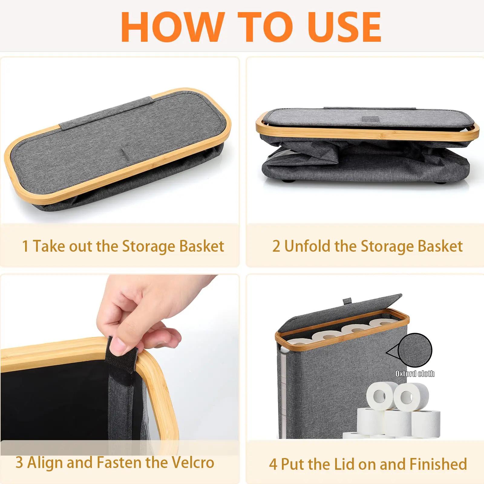 Toilet Paper Storage for 12 Rolls, Stackable & Foldable - The Ultimate Bathroom Organizer - Single-Piece Water-Resistant Basket​ - Elegant Toilet Paper Storage Holder