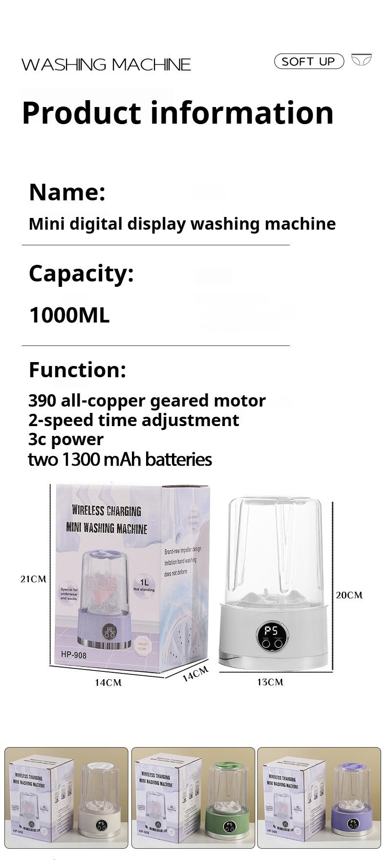 Portable USB-Rechargeable Mini Washer for Underwear &Socks Automatic Cleaning No Plug 20 Washes per Charge Compact Design with LED Display Separate Washing for Socks & Underwear Idealfor Travel Home RV Use Portable USB-Rechargeable Mini Washer for Underwear &Socks Automatic Cleaning No Plug 20 Washes per Charge Compact Design with LED Display Separate Washing for Socks & Underwear Idealfor Travel Home RV Use