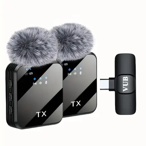 VUB Wireless Lavalier Microphone Professional Lavalier Mic for Streaming & Recording - Intelligent Noise Reduction, 360° Omnidirectional Condenser, Windproof Windscreen, Bluetooth & 2.4G Receiver, 328ft Range, 18H Battery