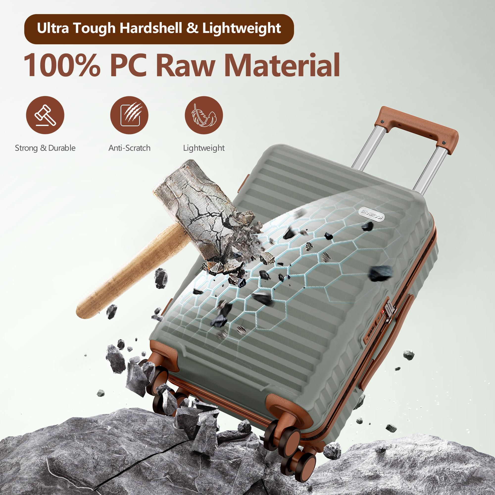 SHOWKOO Luggage Sets 3 Piece PC Hardside Expandable Suitcase (20in/24in/28) Carry On Luggage with Double Spinner Wheels Tsa Lock Premium Gift for Travel, School, Business