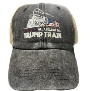 Hot Trump 2024 Make America Great Again all aboard the trump train Embroidered Mesh Cap