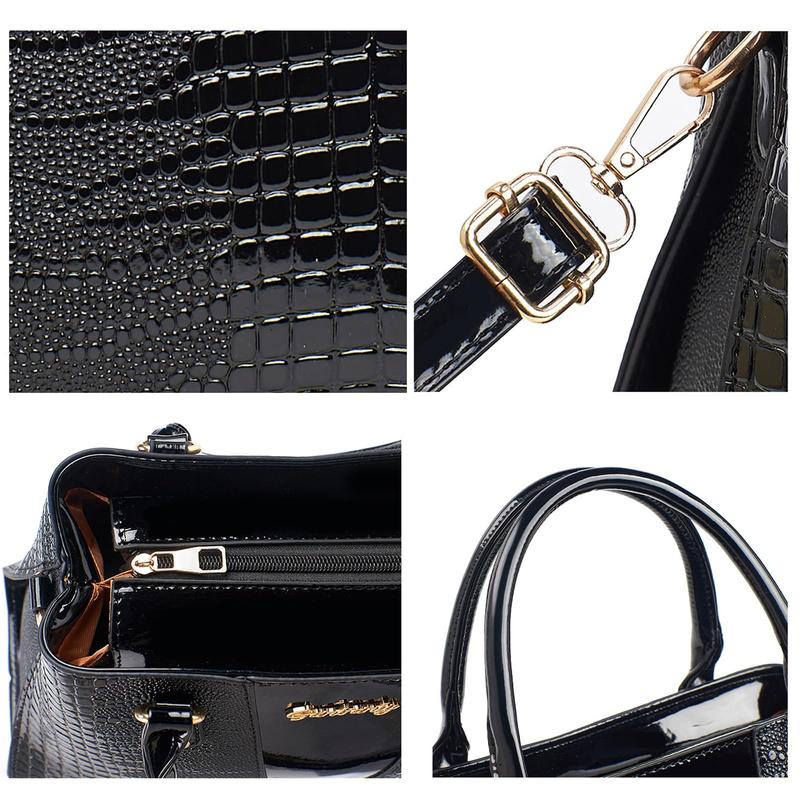 Crocodile Embossed Handbag & Wallet Set for Women Elegant Fashion Shoulder Bag Coin Purse Casual Trendy Versatile High-quality Daily Commuting Bag Set