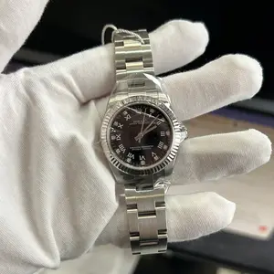 Rolex Oyster Perpetual 31 177234 Stainless Steel & White Gold Fluted Bezel Black Roman Diamond Dial Oyster Bracelet WHT031880