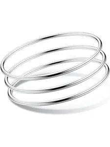 4 Pcs 14K Gold Plated Bangles for Women Bangle Set Stainless Steel Stackable Glossy 3mm Thickness Thin Round Bangle Bracelet