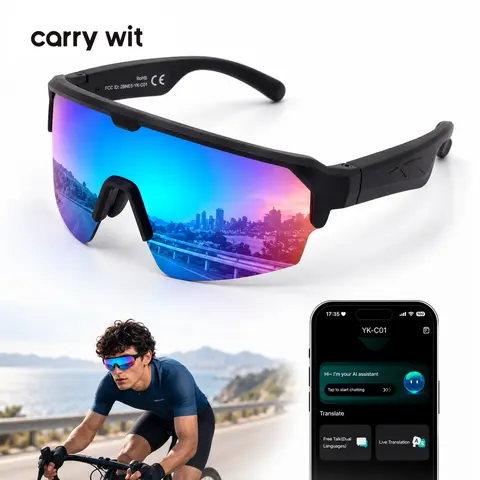 CARRY WIT Smart Glasses with Bluetooth Audio, Open-Ear Sunglasses for Music & Calls, Lightweight UV400 Cycling Glasses for Men & Women