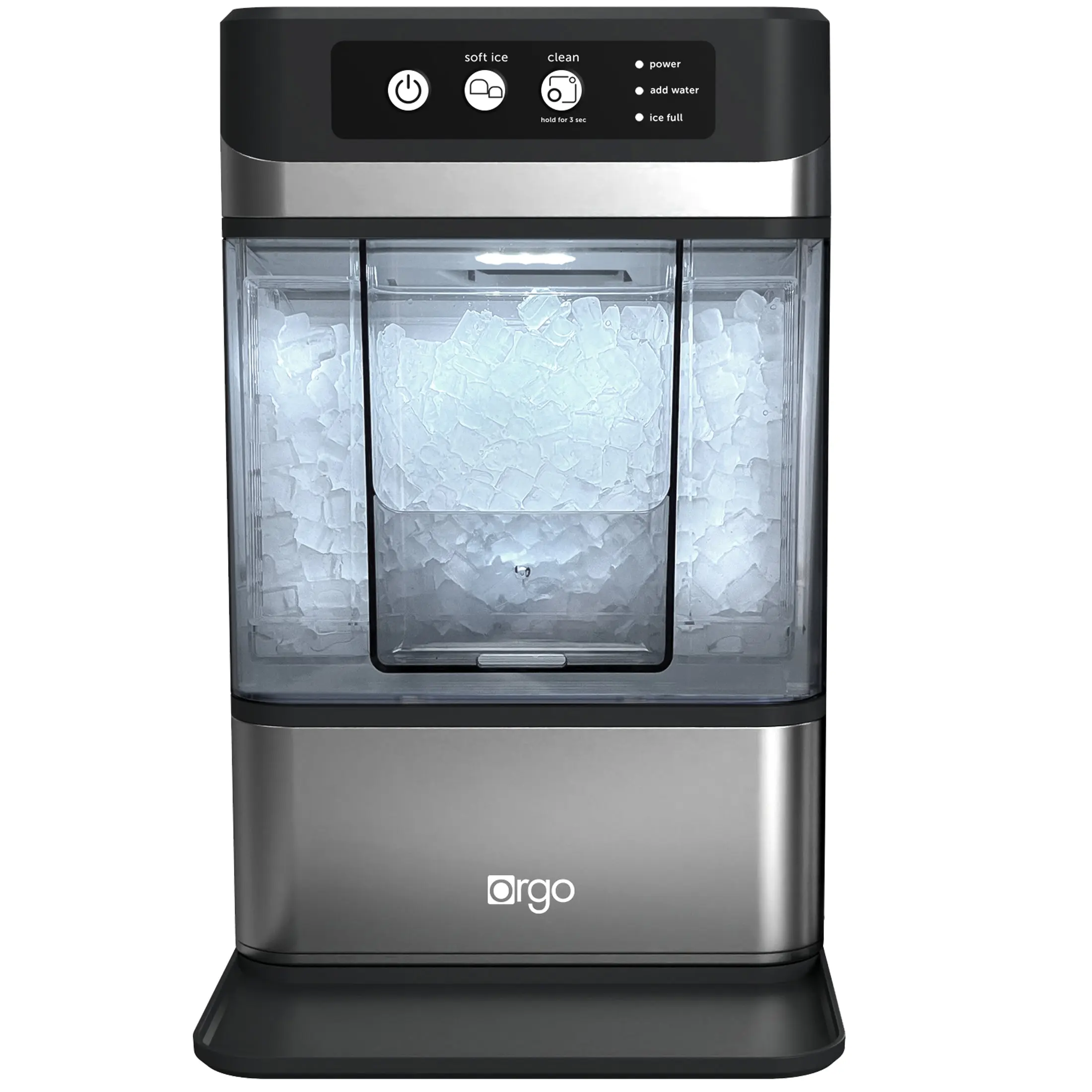 Orgo The Denali Countertop Ice Maker, Makes 37 lbs. in 24 hours, Stainless Steel Ice Maker, Nugget-Shaped Ready In 8-10 Minutes, Self-Cleaning, Includes Scoop, RDC4733, Black