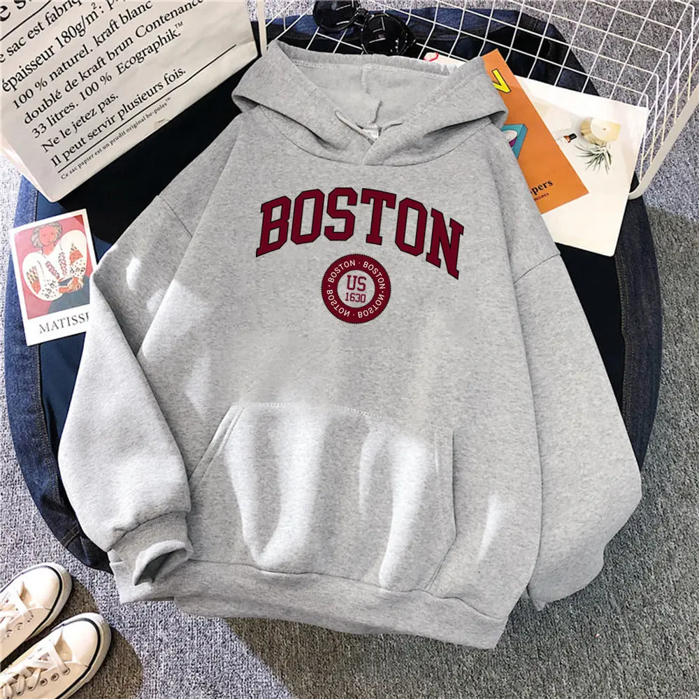 New Female Print Casual Hooded Sweater.
