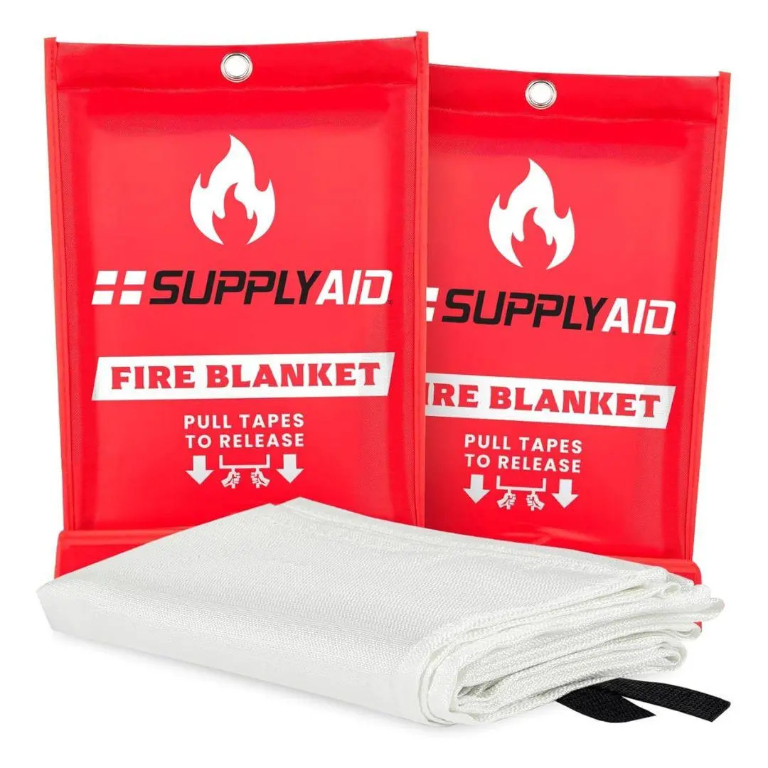 SupplyAID 2 Pack Emergency Fire Blanket for Camping and Safety Supplies, RRS-FSB SupplyAID 2 Pack Emergency Fire Blanket for Camping and Safety Supplies, RRS-FSB