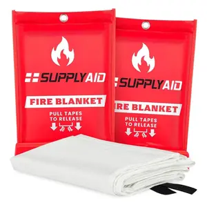 SupplyAID 2 Pack Emergency Fire Blanket for Camping and Safety Supplies, RRS-FSB