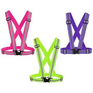3-Piece Reflective Running Straps Set, Night Running Safety Vest, Cycling Reflective Jacket, Adjustable High Visibility Safety Reflective Vest, High Brightness Reflective Belt & Straps