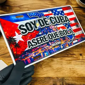 Decorative Car Plate - 6x12in Cuban Flair "Soy de Cuba Asere" Miami Style, Gloss Finish, High Relief Letters, Vibrant Print, Decorative Plate