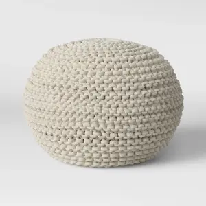 Cloverly Chunky Knit Pouf Cream - Threshold