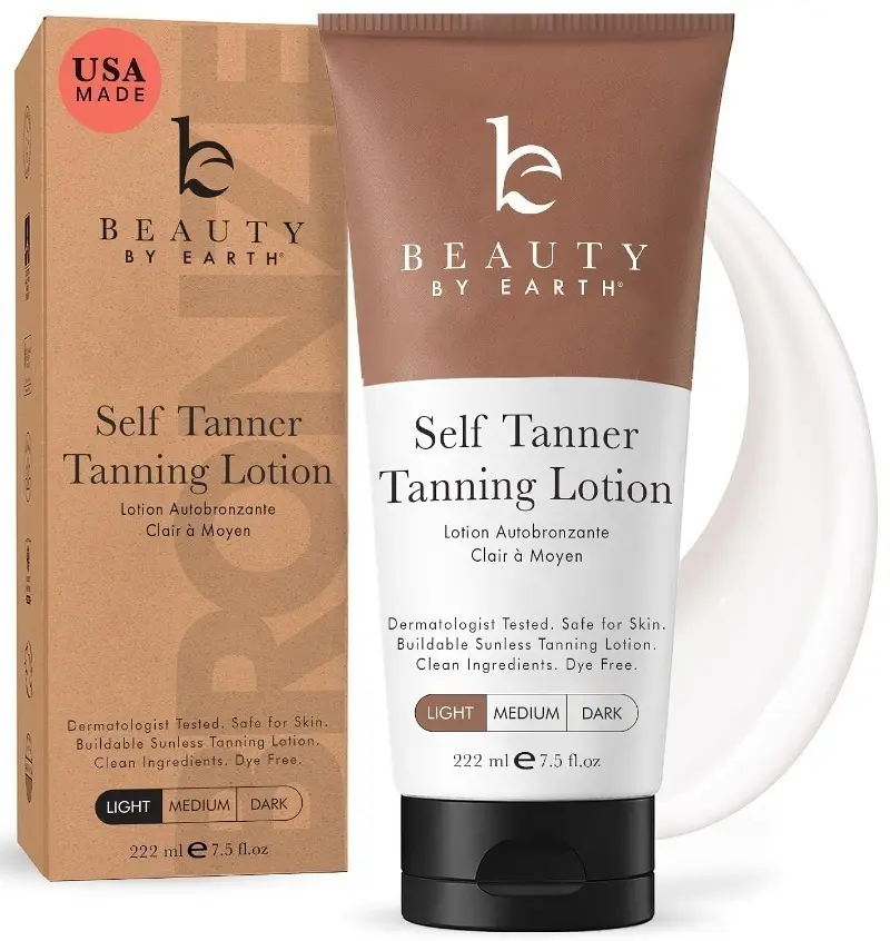 2026 Limited Time！Beauty by Earth Self Tanner Body Lotion - Best Gradual Natural Bronzed Sunless Hydrating Streak Free Tanning Glow Made in USA, Vegan Cruelty Free Pregnancy Safe