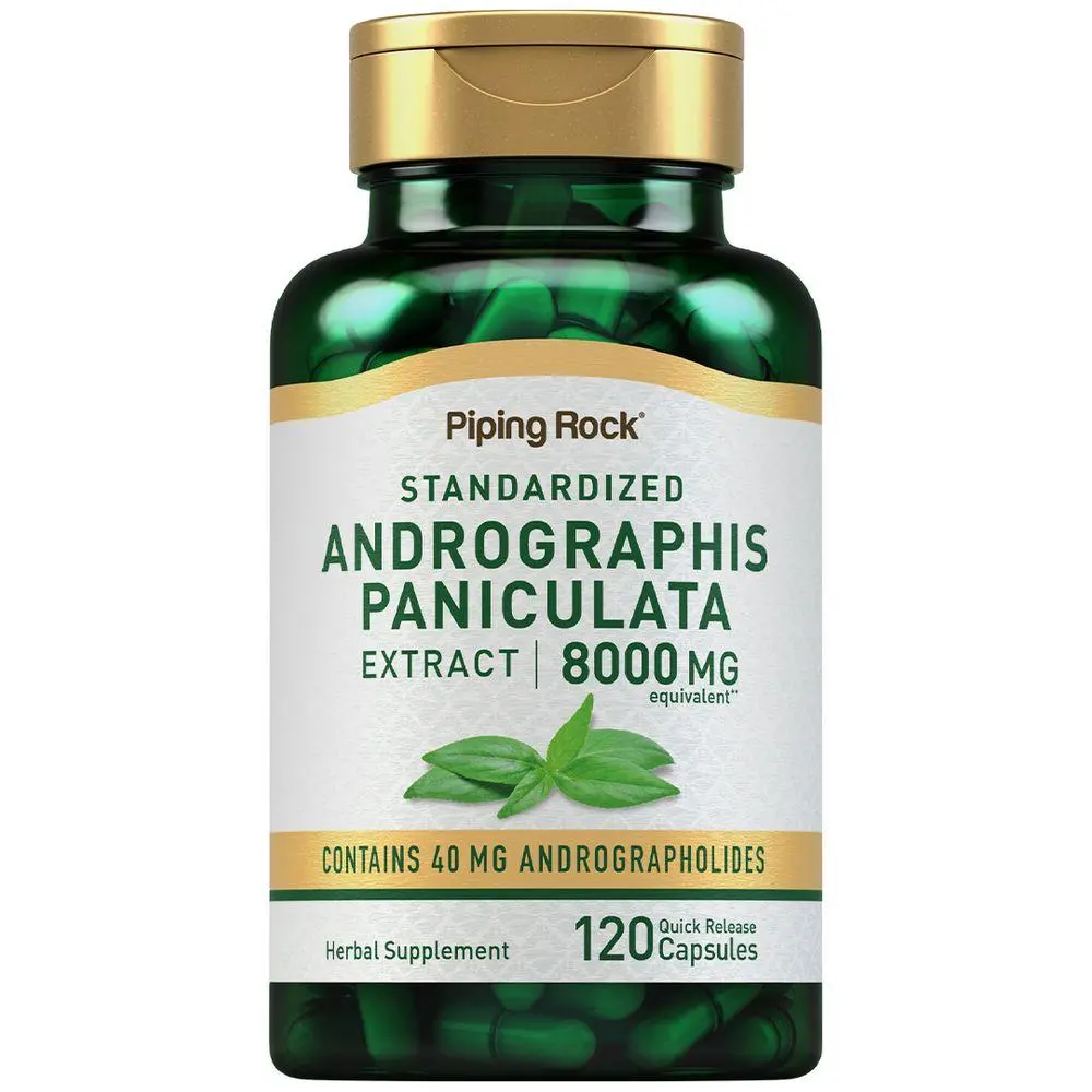 Piping Rock Andrographis Paniculata Extract | 8000 mg | 120 Capsules | Standardized Herbal Supplement | Non-GMO, Gluten Free