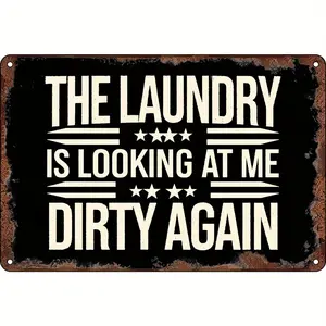 Traditional Aluminum Laundry Room Sign, 12X8 Inch Vintage Metal Tin Wall Hanging Decor, Multipurpose Farmhouse Style Plaque For Home & Bathroom, No Electricity Needed, Wall Art | Playful Decor | Sign, Laundry Room Accessories
