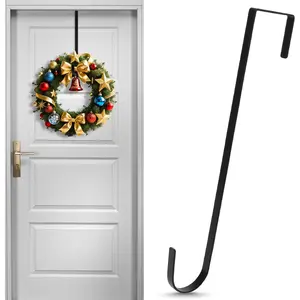 12 in Wreath Hanger for Front Door Black Wreath Hangers Over The Door Hanger Hook Wreaths Holder Christmas Halloween Easter Wreaths Hook Decorations Indoor Outdoor Narrow