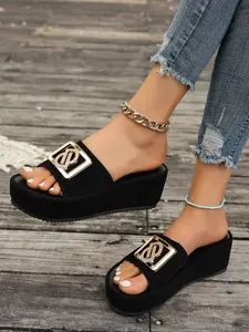 Women's Thick Sole Wedge Sandals, Lightweight Comfortable Fabric, Perfect for Home Casual Wear & Outdoor Walking/shopping