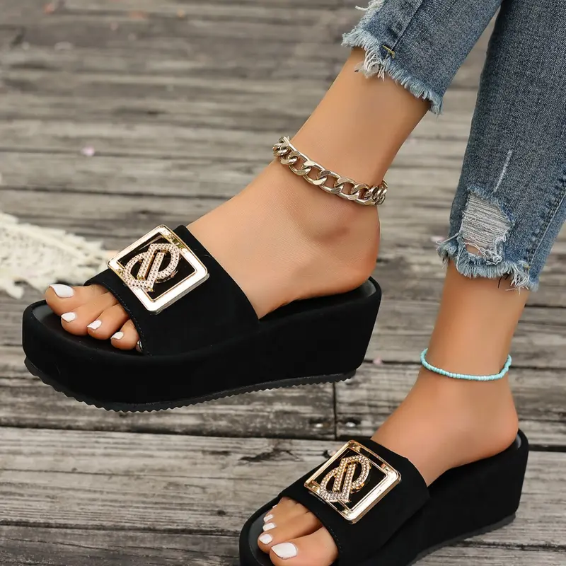 Women's Thick Sole Platform Wedge Sandals, Chic Summer Footwear, Lightweight Comfortable Fabric, Perfect for Summer Home Casual Wear & Outdoor Walking Shoes, Casual Comfy Sandals, Fashionable Comfy Sandals, Elevated Wedge