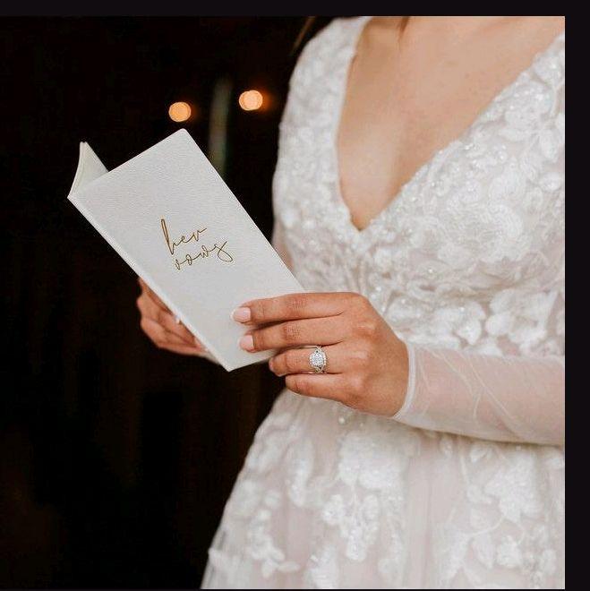 Wedding Vows Book His & Her Vows Book - Elegant Brown and White Covers for Romantic Marriage Ceremony