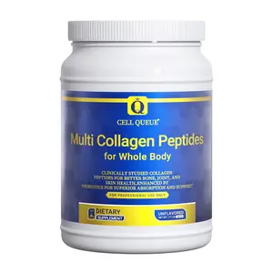 Cell Queue Multi Collagen Peptides Powder with 4 Types Hydrolyzed Protein Peptides for Skin Elasticity Anti-Aging Hair Nail Skin Bone Joint Gut Health