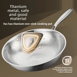 Premium Titanium Alloy Nonstick Frying Pan and Wok with Ceramic Coating Induction Compatible Hammered Fish Scale Texture Professional Chef Skillet for Home Kitchen