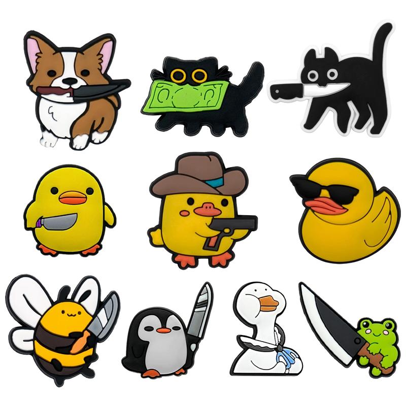 Cartoon Animals Duck Dog Croc Shoe Charms for Kids Boys Girls Women Men PVC Wristband Sandals Clog Accessories Party Favor with Dragon and Character Designs