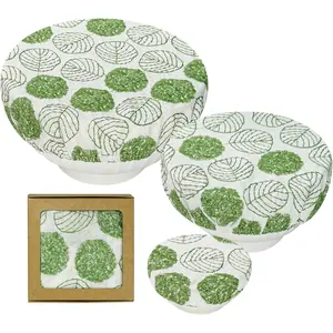 Bowl Covers for Bread Proofing Baking - Fabric bowl cover with botanical embroidery for 3 Size Cloth Bowl Covers - Elastic Cover for Sourdough Bread  Fruit and Salad (White)