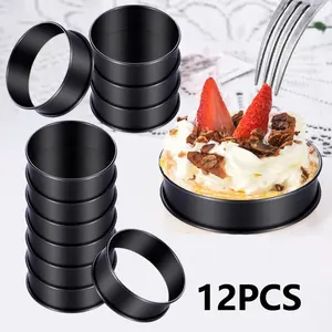 12 Pcs Crumpet Rings NONSTICK English Muffin Rings 3.15 Inch Stainless Steel Double Rolled Tart Ring Upgraded Round Metal Baking Cooking Pastry Ring Molds for muffins, pancakes