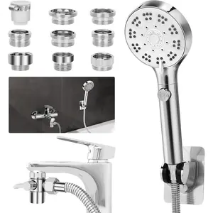 Bathtub Faucet Shower  Sink with 79" Hose, Tub Faucet Sink Hose Sprayer Attachment Set (8 Adapters) for Bathroom Garden, /OFF 6 Modes High  Handheld Shower Extension Kit, Removable