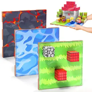 Lava, River & Grassland Theme DIY Toys - Creative Building Block Model, Scene-Building Playthings, Building Block Sets, Hands-On Learning & Adventure Through Interactive Gameplay