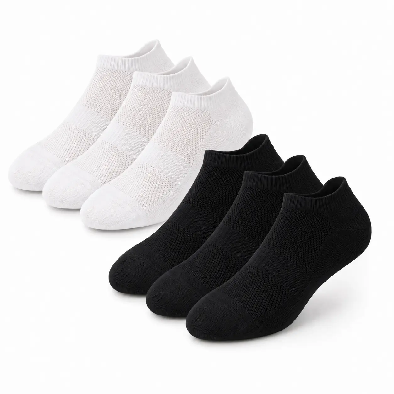 Men's Ankle Socks - Menswear Cotton Mesh Breathable Low-Cut Socks with Cushioned Sole, Seamless Toe, and Arch Support