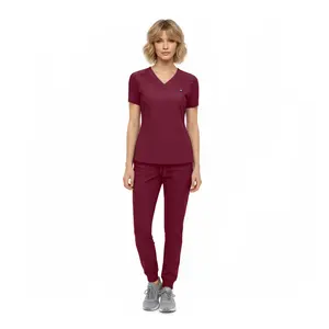 M&M SCRUBS Women’s Jogger Scrub Set Stretch Medical Uniform V-Neck Scrub Top & Jogger Pants 10 Pockets Lightweight Nurse Uniform