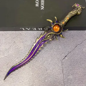 11inch 28cm Metal Katana Figure Model Steel Ninja Knife Iron Blade Black Sabre Medieval Sword Damascus Sword Original Samurai Sabre Real Size Japanese Katana Anime Cosplay Accessories Prop Figurine Model Gift