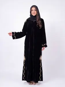 Huda Velvet Abaya Set - Women's Embrodiered Abaya, Hijab Included, Traditional Modest Dress, Velvet Fabric, Perfect for Eid, Ramadan, Gifts for Her