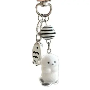 Cute Cartoon Plush Keychain, Adorable Seal Penguin Polar Bear Pendant, Bag Charm, Car Key Ring, Fashion Gift, Accessories