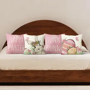 Easter Pillow Cover Spring Fashion Vintage Rabbit Decoration, Sofa Cushion Case, Retro Style Home Decor, Perfect for Easter Gifts