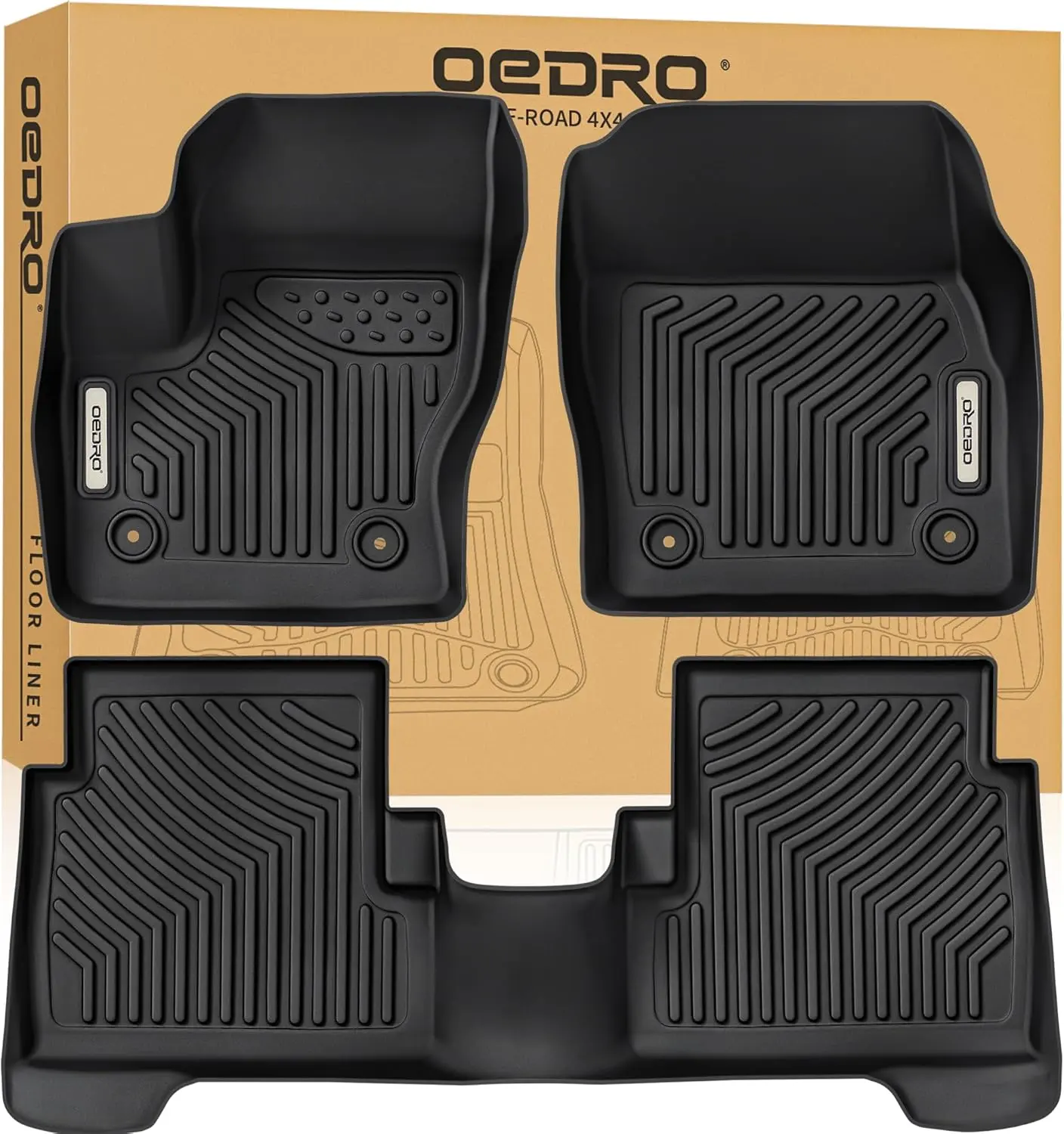 OEDRO TPE Floor Mats fits Ford Escape 2013-2019 & Ford C-Max 2013-2018, All Weather, Waterproof