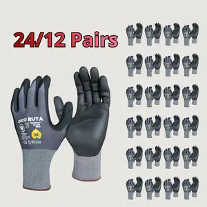 24 Pairs Cocoruta Gloves Nitrile Micro-Foam Grip Palm & Fingers for Excellent Grip and Abrasion Resistance - Ideal for Cleaning and Hand Protection