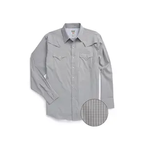 Men's Ely Cattleman Pro Long Sleeve Stretch Vented Western Shirt- Gray Check