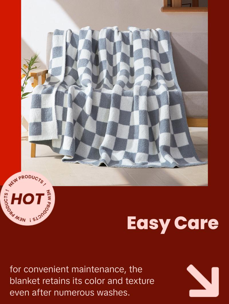 Elegant Comfort Ultra-Soft Checkered Knitted Throw Blanket, 50" x 70" – Lightweight, Breathable, All-Season Feather-Knit Design, Perfect Holiday Gift Elegant Comfort Ultra-Soft Checkered Knitted Throw Blanket, 50" x 70" – Lightweight, Breathable, All-Season Feather-Knit Design, Perfect Holiday Gift