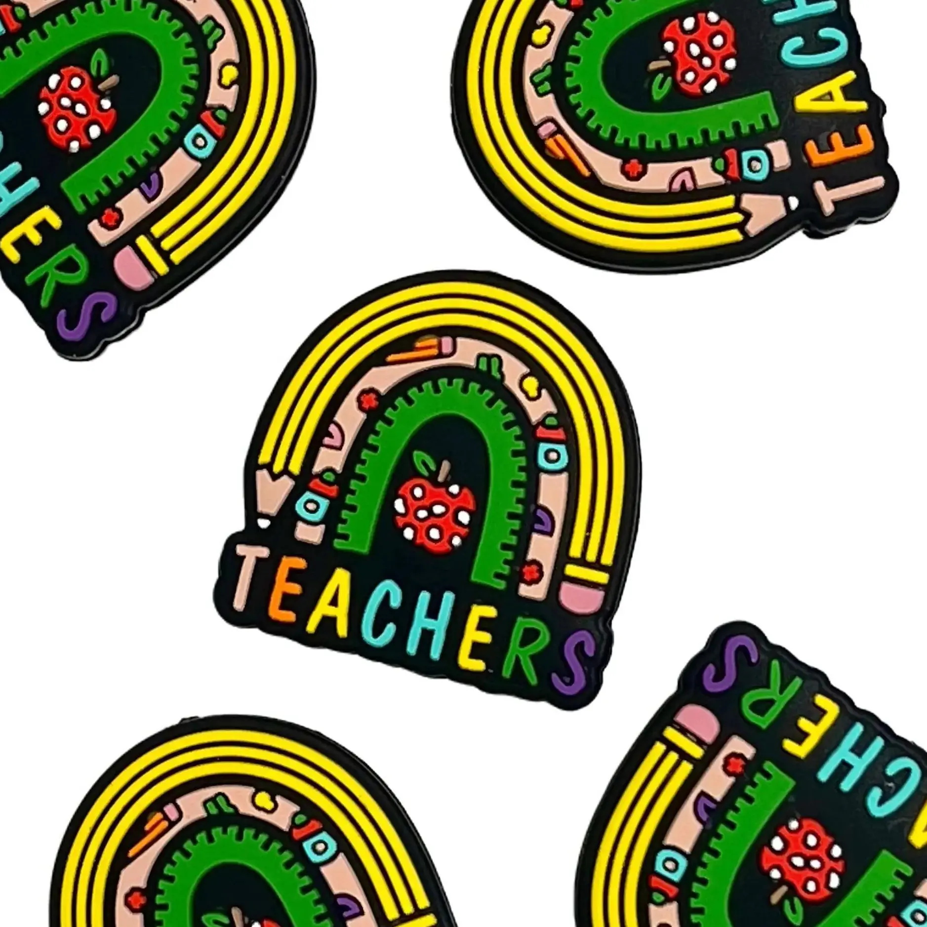 1pc Never Stop Teaching Silicone Focal Beads | School Craft Project Beading Supplies