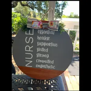 18in Nurse Sign - Essential Healer Supportive Skilled Strong Committed Empathetic Decorative Wall Art